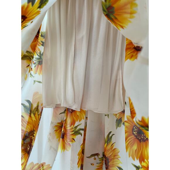 Medium Off White Sunflower Maxi Skirt Summer - Picture 4 of 7